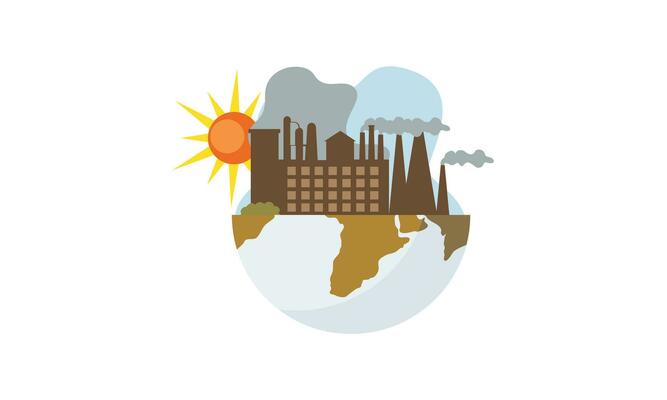 Global warming illustration, environment pollution, global warming heating impact concept
