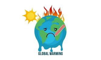 Global warming illustration, environment pollution, global warming heating impact concept vector