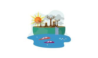 Global warming illustration, environment pollution, global warming heating impact concept vector