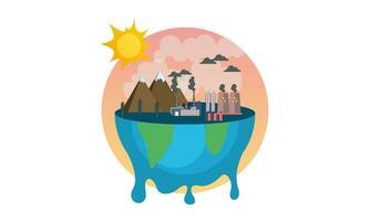 Global warming illustration, environment pollution, global warming heating impact concept vector