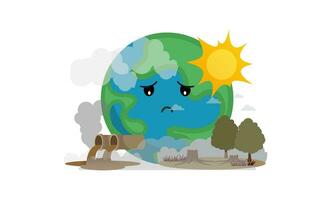 Global warming illustration, environment pollution, global warming heating impact concept vector