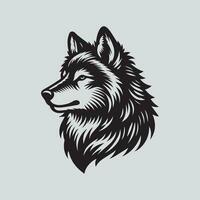 Wolf head isolated on gray background. Vector illustration for your design.