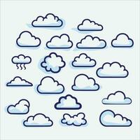 conjunto de azul nubes en blanco antecedentes. vector ilustración para tu diseño