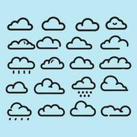 Clouds Icons Set. Flat Style. Vector Illustration.