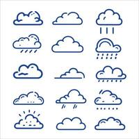 Set of weather icons. Clouds, rain, thunderstorm. Vector illustration