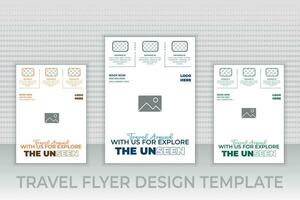 Tour and travel flyer template, traveling or summer beach travelling flyer social media post or web banner template design, Tourism business marketing flyer or poster with abstract digital background vector