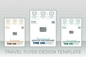 Tour and travel flyer template, traveling or summer beach travelling flyer social media post or web banner template design, Tourism business marketing flyer or poster with abstract digital background vector