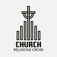 Church cross logo. Simple religion vector design. Isolated with soft background.