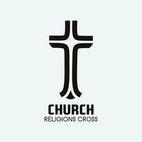 Church cross logo. Simple religion vector design. Isolated with soft background.