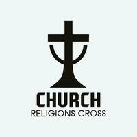 Church cross logo. Simple religion vector design. Isolated with soft background.