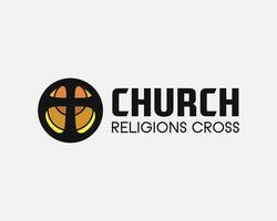 Church cross logo. Simple religion vector design. Isolated with soft background.