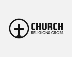 Church cross logo. Simple religion vector design. Isolated with soft background.