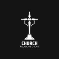 Church cross logo. Simple religion vector design. Isolated with soft background.