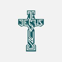 Church cross logo. Simple religion vector design. Isolated with soft background.