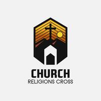 Church cross logo. Simple religion vector design. Isolated with soft background.