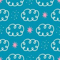 Blue Sky Pattern Clouds Seamless Pattern Hand drawn Clouds Seamless Design Blue Seamless Pattern vector