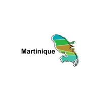 Map City of Martinique, Vector isolated illustration of simplified administrative map of France. Borders and names of the regions. Colorful silhouettes