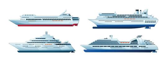 Set of ocean cruise ship vector illustration isolated on white background