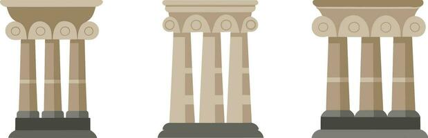 three different types of columns in different styles vector