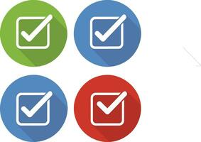 four different colored check boxes with a tick mark vector