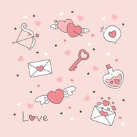 Set of hand drawn Valentine's day doodle icons vector