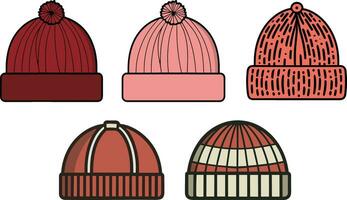 four different hats with different colors vector