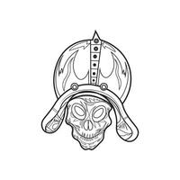 Free monochrome vector vintage skull in helmet vector design