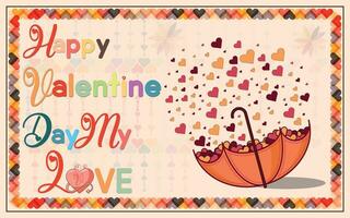 Happy Valentine Day My Love with Umbrella Color Peach Fuzz 2024 Background vector