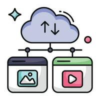 Editable design icon of cloud data transfer vector