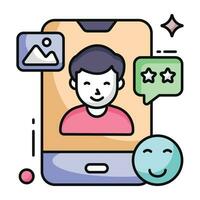 A flat design icon of mobile video call vector