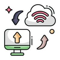 Editable design icon of cloud data transfer vector