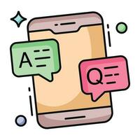 An icon design of mobile question answer vector