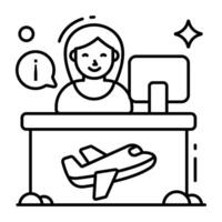 A linear design icon of receptionist vector