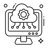 Conceptual linear design icon of cloud setting vector