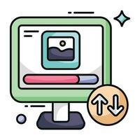 A flat design icon of photo transfer vector