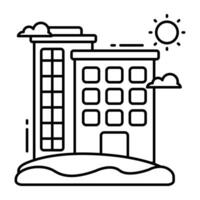 Conceptual linear design icon of beach hotel vector