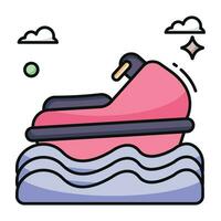 A flat design icon of scooter boat vector
