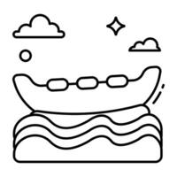 A linear design icon of rowing boat vector