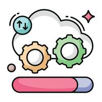 Conceptual flat design icon of cloud setting vector