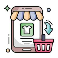 moderno diseño icono de móvil compras aplicación vector