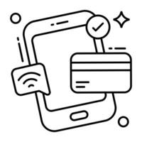 Mobile card payment icon in trendy vector design