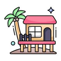 Editable design icon of beach house vector