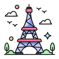 de moda diseño icono de eiffel torre vector