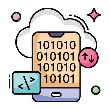 An icon design of mobile binary code vector