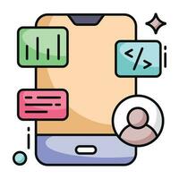 Unique design icon of mobile coding vector