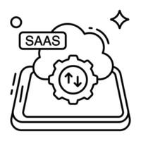 Conceptual linear design icon of cloud setting vector