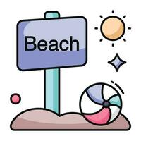 Editable design icon of beach board vector