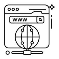 A linear design icon of web browser vector