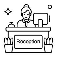 A linear design icon of receptionist vector