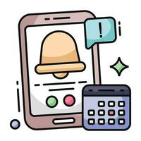 A flat design icon of mobile reminder vector